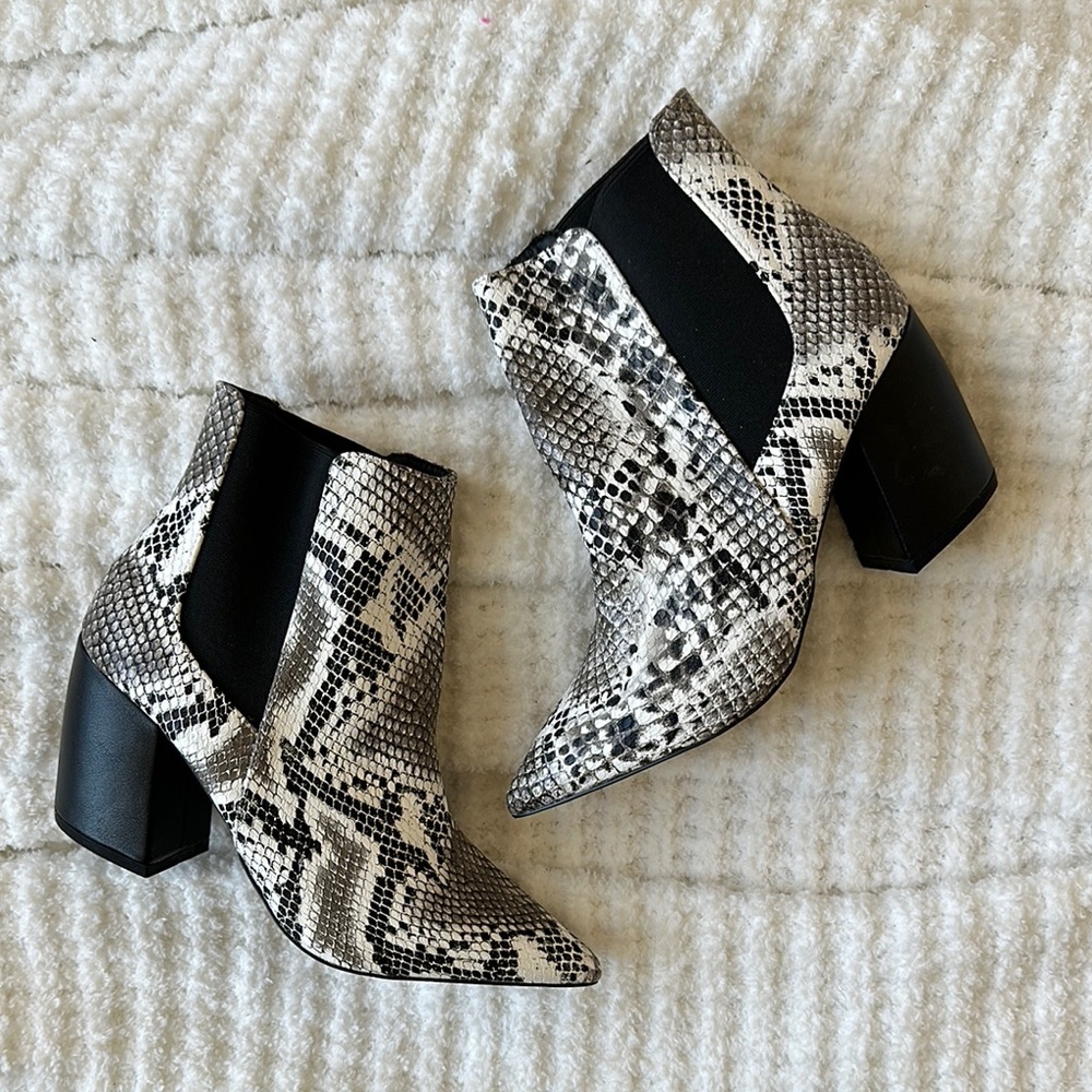 lulu’s snakeskin booties